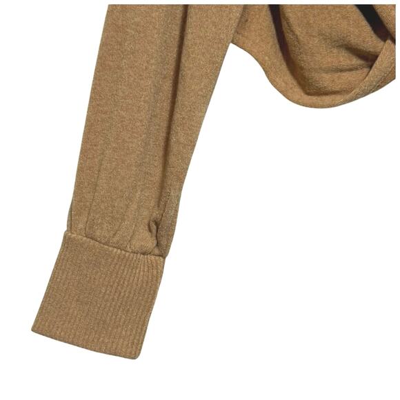 Anthropologie Tan Cropped Twist Front V-Neck Long Sleeves Sweater Size M - Picture 5 of 9